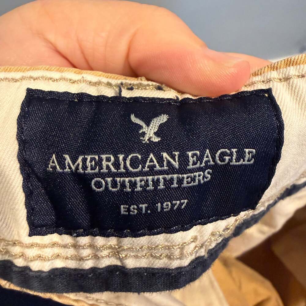 American Eagle Men’s Original Straight Chino Pants Khaki Tan Size 32x32 - Picture 3 of 5